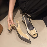 MQTIME  -  Summer Brand Women Sandal Shoes Fashion Square Headed Ankle Strap Ladies Elegant Shoes Thin High Heel Pumps Sandalias De Mujer