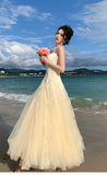 MQTIME  -  3D Butterfly Lace Skirt Heavy Industry High Grade Mesh Style Design Dress Vacation Beach Elegance Temperament Long Dress