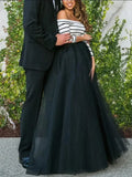  MQTIME  -  Casual Maternity Dress Mesh Stripe Splicing Tulle Pregnancy Photography Dresses Maxi Gown For Pregnant Women Long Photo Prop