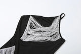 MQTIME  -  Tassel Patchwork One Shoulder Sleeveless Bodycon Maxi Dress Women Elegant Sexy Backless Slim Birthday Prom Party Long Robe
