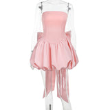 MQTIME  -  Sexy Backless Big Bow Dress Bandeau Dress Women's New Temperament Short Skirt