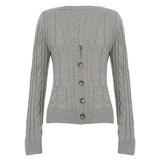 MQTIME  -  Women Knitting Cardigan Women's Retro Cardigan V Neck Cable Knit Sweet & Spicy Preppy Lazy Vibe Buttoned Pocket Sweater