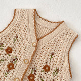 MQTIME  -  Spring and Autumn New Baby Clothing, 0-3year-old Female Baby, Embroidered Knitted Sweater, Vest Small Coat
