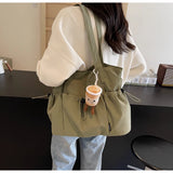 MQTIME  -  Casual Commuter Large Capaci Nylon Tote Bag Women's New 2025 College Student Class Bag Commuter Single oulder Tote Bag
