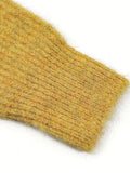  MQTIME  -  New Round Neck Button Knitted Long Sleeve Cardigan Fashion Elegant Items Top Winter Clothes Woman Soft Yellow Warm Sweater Coat