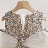 MQTIME  -  Baby Girls Tulle Dress Children's Evening Formal Communion Prom Gown Kids Puff Sleeve Mesh Vestidos Toddler Birthday Costume