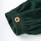  MQTIME  -  Casual Loose Girls Corduroy Dress Retro Fall New Children's Lapel Buttons Long-Sleeved Dresses With Pockets Winter Clothing