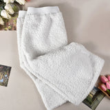 MQTIME  -   Winter White Plush Cashmare 2 Piece Sets High Waist Mini Skirts + Leg Covers Fashion Warm All Match Streetwear Suits