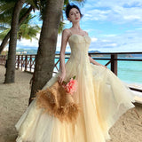 MQTIME  -  3D Butterfly Lace Skirt Heavy Industry High Grade Mesh Style Design Dress Vacation Beach Elegance Temperament Long Dress