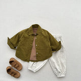  MQTIME  -  Autumn New Children Long Sleeve Shirts Cotton Girls Vintage Solid Coat Fashion Boys Casual Lapel Shirts Kids Clothes