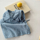 MQTIME  -  New Summer Toddlers Girls Ruched Blouses Sleeveless Tops Korean Style Baby Kids Cute Shirts