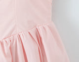 MQTIME  -  Sexy Pink 3D Bow Strap Tank Dress Women Slim Low Waist Spliced Lace Pleated Hem Ball Gown Sling Dresses Short Party Robe