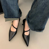 MQTIME  -  Spring Pointed Toe Mary Jane Women Pumps Shallow Belt Shoes Buckle Thin Mid Heels Fashion Ladies 2025 New Arrivals Dress Pumps
