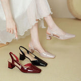 MQTIME  -  New Square Head Red Coarse Heel French Strap Top Sandals for Women in Summer