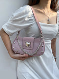 MQTIME  -   Hot Grils Y2k Handbag Women Vintage Sweet Cool Heart Chain Pink Underarm Bag Female Fairycore Aesthetic Shoulder Bag new