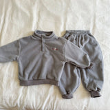  MQTIME  -  Children's Polar Fleece Suit for Boys and Girls Autumn and Winter Plus Fleece Boy's Two-piece Suit Sweater+Pant