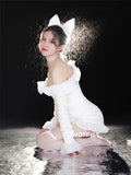 MQTIME  -   Dvotinst Women Photography Props Maternity Bodysuits Dress Headband Socks Pregnancy Studio Photo Shoot Photo Shooting Clothes