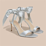 MQTIME  -  Bow Tie Strap High Heel Sandals Women Summer New Elegant Satin Shoes for Dress