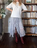 MQTIME  -  Ethnic style lace women's skirt retro irregular medium and long skirt lace curtain skirt cover