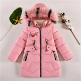 MQTIME   -30℃ Winter Padded Warm Jackets Girls Thick Plus Velvet Long Style Coats Teen Kids Heavy Cold-proof Hooded Windbreaker Snowsuit