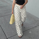 MQTIME  -  Stylish Polka-Dot Printing Jeans Women High-Waisted Loose Casual Street Trousers Spring Summer Female High Street Pants
