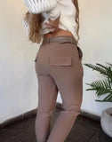 MQTIME  -  Fashion Woman Trousers New Summer Women's Elastic Waist Padded Stretch Casual  Calf Pants with Pocket