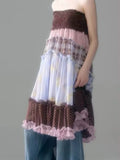  MQTIME  -  Sweet Contrast Color Patchwork Sleeveless A-LINE Edible Tree Fungus All Match Skirts