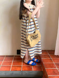 MQTIME  -  Summer Korean Toddler Girl Sundress Cotton Sleeveless Striped Young Baby Girl Dress Loose Split Hem Children Girl Sundress