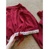 MQTIME  -  French Retro Red Floral Pajamas Women's Spring and Autumn Festive Loungewear Two-piece Set Comfortable Breathable Skin-friendly