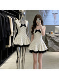 MQTIME  -  Summer Y2K Sweet New Women's Dress Bow Lace Button Flower Fairy Slimming Fashion Dot Pattern Lolita Princess Cake Dress