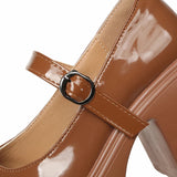 MQTIME  -  Vintage Super High Heels Mary Jane Shoes Women Plus Size Ankle Buckle Platform Pumps Woman Round Toe Chunky Heeled Lolita Shoes