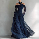 MQTIME  -  Women's Dresses Spring Sexy Hollow Strapless Mesh Elegant Party Dresses Casual Off Shoulder Long Sleeve Boho Dress Vestidos