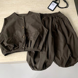 MQTIME  -  Boys Suit Spring and Summer New Childrens Clothes Boys Baby Western Loose Mori Vest Pants Two-piece Set Simple Daily