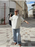 MQTIME  -  Versatile Basic White T-shirt Loose Designers Chic Crew Heart Cutout Casual Women's Tee Layered Stylish Trendy Streetwear