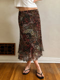 MQTIME  -  American Vintage Ethnic Print High Waist A-LINE Slim Ruffles Women's Skirts