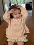  MQTIME  -  New Autumn Toddlers Girls Knitted Pullovers Sweaters Crochet Flowers Ruffles Korean Style Baby Kids Sweater
