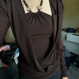 MQTIME  -  Y2K Grunge Solid Long Sleeve Fake Two T-shirts Vintage Fashion Beads Halter Pullover Tops 90s Women Basic Street T-shirt