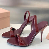 MQTIME  -  New Versatile Open Toed Round Head Rear Tripping Strap One Word Strap Metal Buckle High Heel Sandals for Women