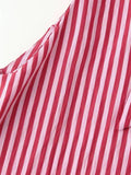 MQTIME  -  Women's Casual Stripe Lace Up Blouses Chic Asymmetrical Hem Sleeveless Loose Tank Tops Summer Lady Daily Street Shirts