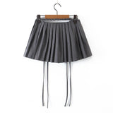 MQTIME  -  Spring/Summer New Sexy Half Dress Solid Color Pleated Lace Up Y2K Double Zipper Personalized Street Skirt Goth Skirt