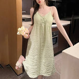 MQTIME  -  Loose Nightwear Suspender Nightdress Home Sleeveless Design Suitable For Home Suitable For Hotel All Seasons Wear