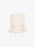 MQTIME  -  Elegant Lace Up Bow Women Pant Sets Sexy Backless Straps Sleeveless Top Loose Wide Leg Pants Suit Female 2025 Summer Lady Outfit