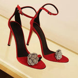 MQTIME  -  Rhinestone High Heels Summer New Sexy and Versatile One-line Open Toe Stiletto Heeled Sandals