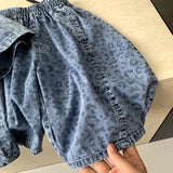 MQTIME  -  Boys' Suit Spring and Summer New Children's Clothes Korean Style Boy Baby Western Leopard Denim Two-piece Set