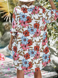 MQTIME  -  Summer New Beach Cover Ups Floral Printed Button Down Sundress Bikini Swimwears Femme Oversized Beachwear Mujer