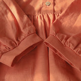  MQTIME  -  Autumn Girls Doll Collar Cotton Linen Dress New Chic Retro Loose Long-Sleeved Baby Girl Casual Party Dresses