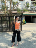  MQTIME  -  Y2K Stylish Streetwear Faux Two-Piece Splicing Design Loose Fit Versatile Straight Cut Cropped Trousers