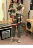MQTIME  -  Striped Sweater Jacket Autumn New Style Loose Slimming Contrasting Long Sleeved Knitted Sweater