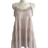  MQTIME  -  Korean Chic Plaid Summer Sweet Sleeveless Edible Tree Fungus All Match Dresses