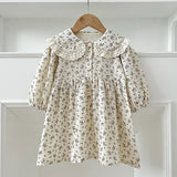  MQTIME  -  New Autumn Children Clothes 2-6 Yrs Baby Girl Party Dress Long Sleeved Cotton Solid Color Kids Princess Dresses